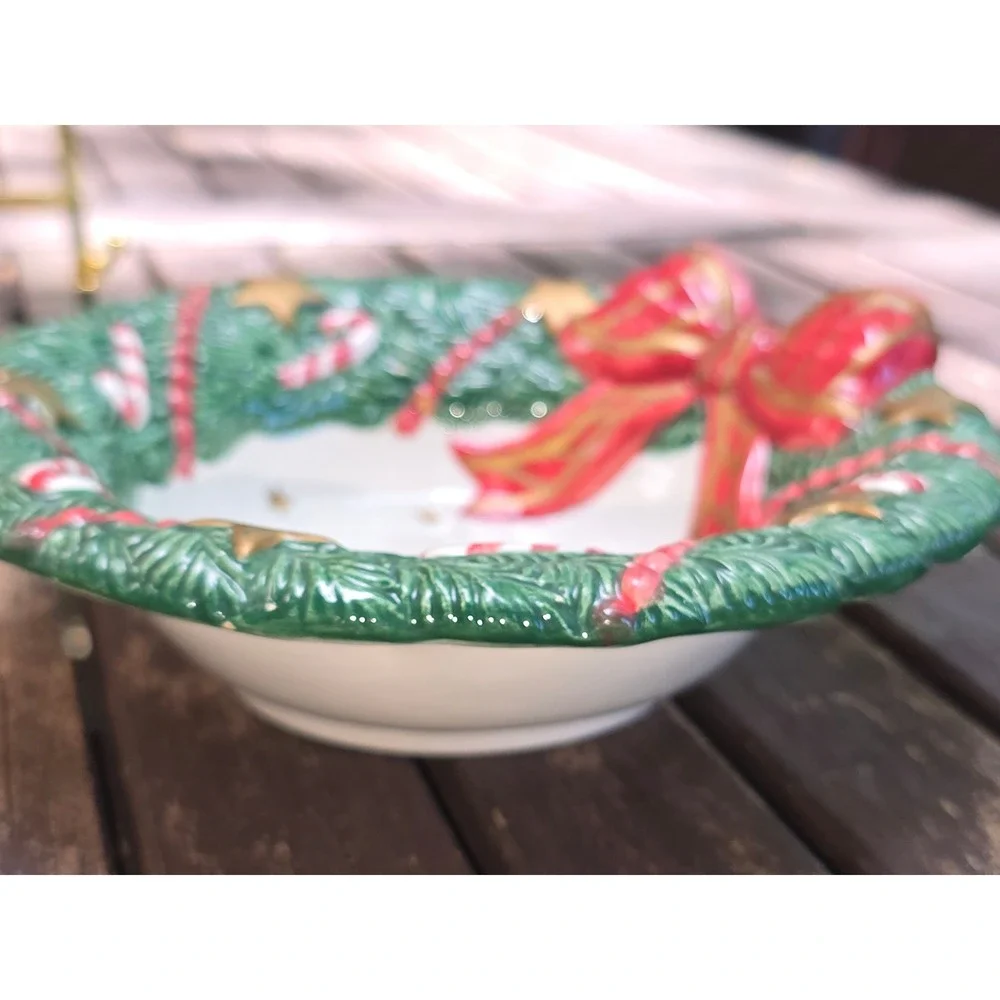 Fitz‎ and Floyd Essentials Christmas Wreath Ceramic 7